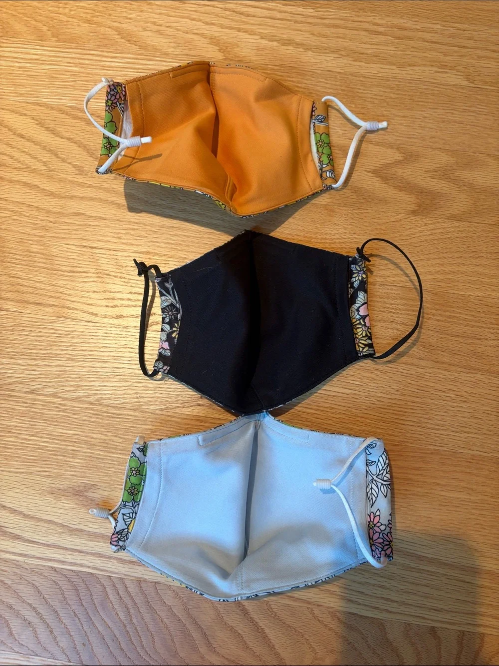 Set of 3 Tory Burch Floral Face Mask - Yellow, Black, Light Blue - like new